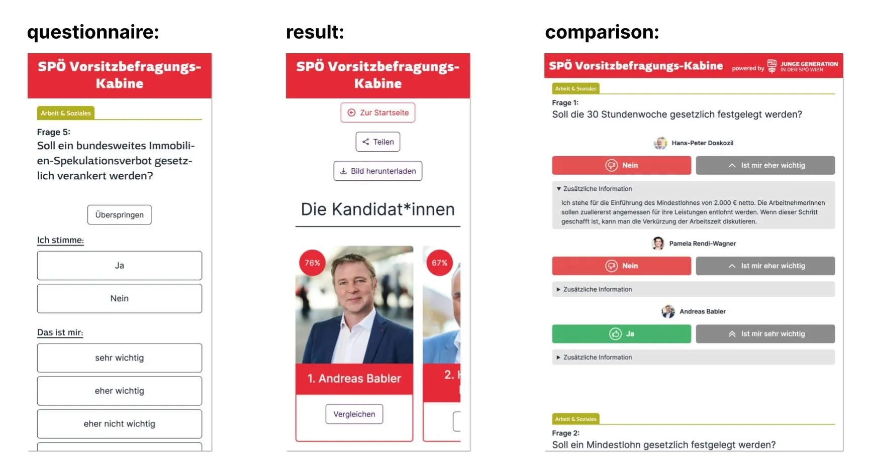 Screenshots of mitentscheiden.at